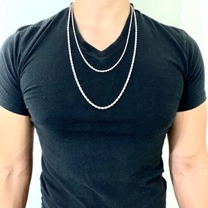 18K WHITE GOLD ROPE DOUBLE CHAIN MADE IN ITALY